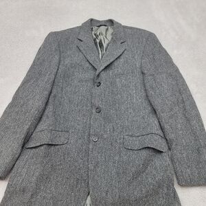Banana Republic Coat Mens Large (42R) Gray Top Pea Herringbone Jacket 100% Wool